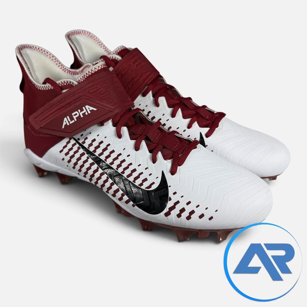 Nike Alpha Menace Pro 2 Mid Football Cleats White Red Men’s Size 14 BV3945-106